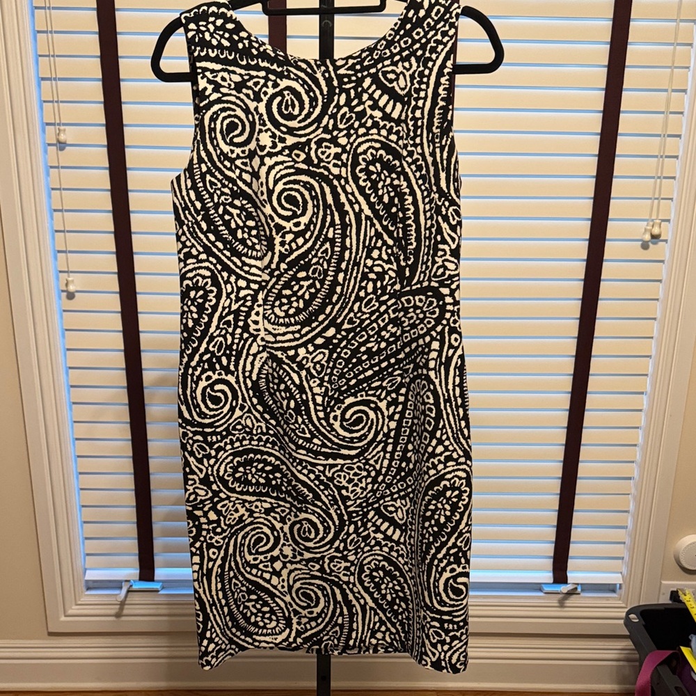 Ronni Nicole Black and White Paisley Midi Dress - Size 10